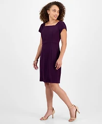 Connected Petite Square-Neck Short-Sleeve Dress