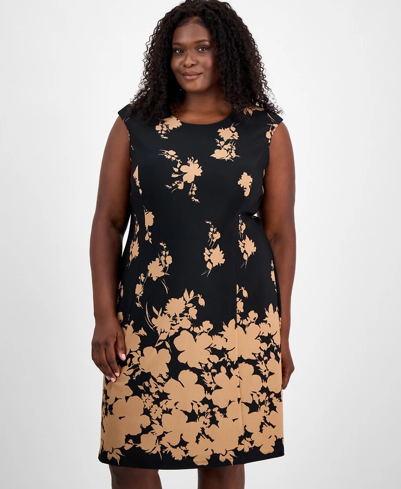 Connected Plus Floral-Print Fit & Flare Dress
