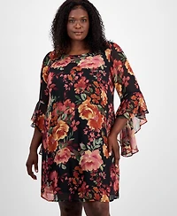 Connected Plus Printed Round-Neck Sheath Dress