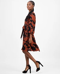 Robbie Bee Petite Floral-Print Tiered Midi Dress