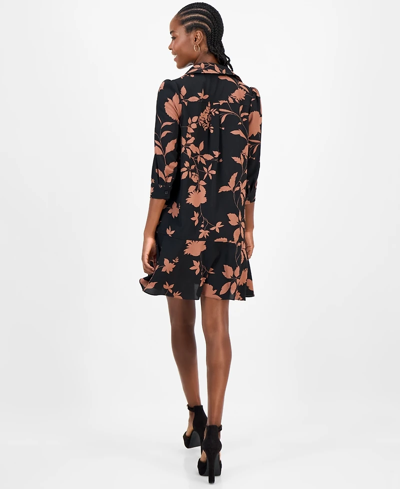 Robbie Bee Petite Printed Button-Front Shift Dress