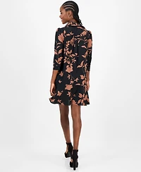 Robbie Bee Petite Printed Button-Front Shift Dress