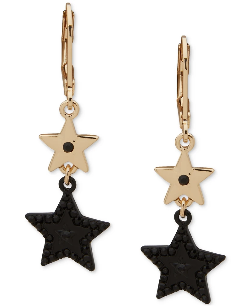 Karl Lagerfeld Paris Pave Star Double Drop Earrings