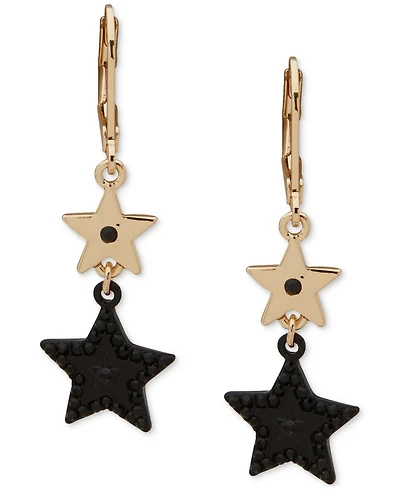 Karl Lagerfeld Paris Pave Star Double Drop Earrings