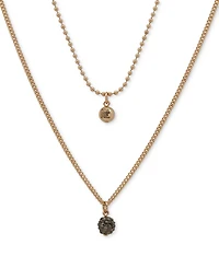 Karl Lagerfeld Paris Pave Fireball & Logo Bead Layered Pendant Necklace, 16" + 3" extender