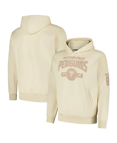 LevelWear Men's Sidney Crosby Khaki Pittsburgh Penguins Oversized Contact Name Number Pullover Hoodie