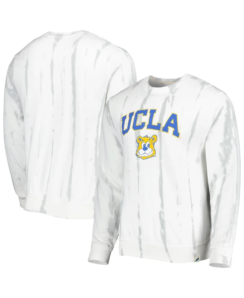 League Collegiate Wear Men's White/Silver Ucla Bruins Classic Arch Dye Terry Pullover Sweatshirt