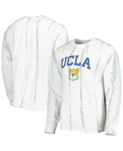 League Collegiate Wear Men's White/Silver Ucla Bruins Classic Arch Dye Terry Pullover Sweatshirt