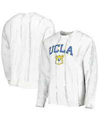 League Collegiate Wear Men's White/Silver Ucla Bruins Classic Arch Dye Terry Pullover Sweatshirt