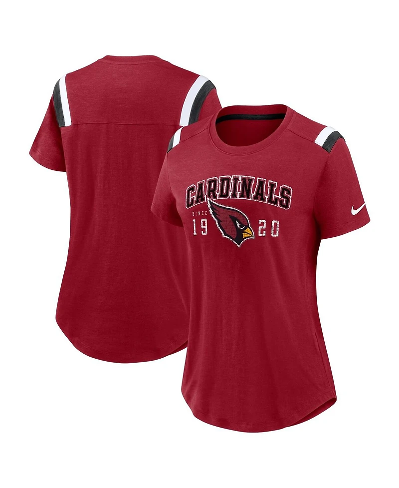 Nike Women's Heather Red Arizona Cardinals Historic Slub Fashion T-Shirt