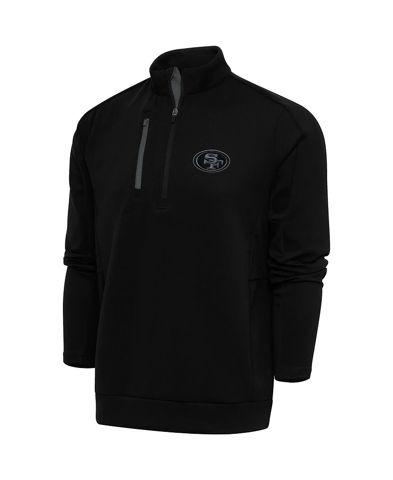 Antigua Men's Black San Francisco 49ers Tonal Logo Generation Quarter-Zip Pullover Sweatshirt
