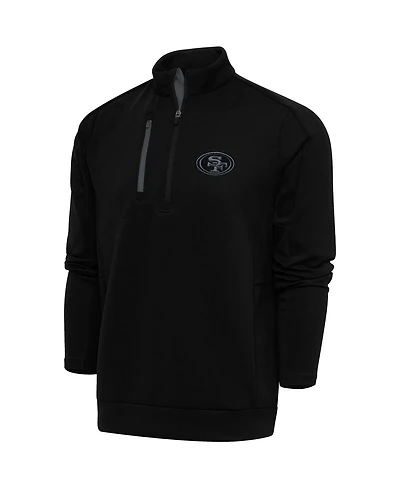 Antigua Men's Black San Francisco 49ers Tonal Logo Generation Quarter-Zip Pullover Sweatshirt