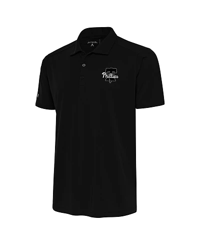 Antigua Men's Black Philadelphia Phillies Metallic Tribute Polo Shirt