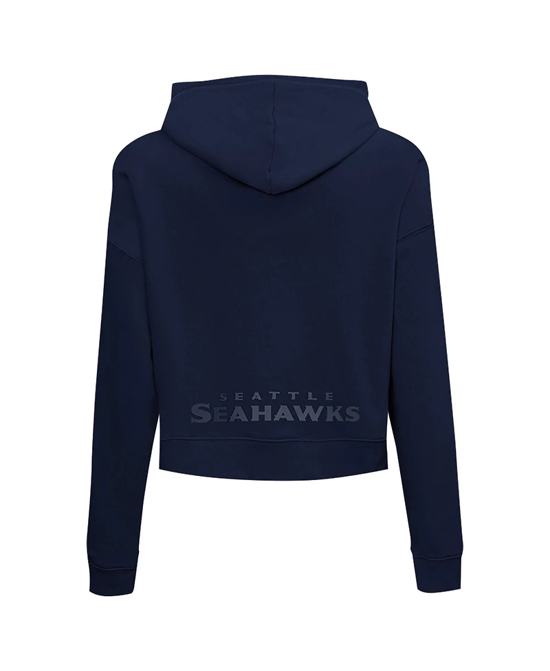Pro Standard Women's College Navy Seattle Seahawks Jeweled Cropped Pullover Hoodie