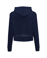 Pro Standard Women's College Navy Seattle Seahawks Jeweled Cropped Pullover Hoodie