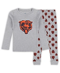 Outerstuff Preschool 2-Piece Heather Gray Chicago Bears Long Sleeve T-Shirt and Pants Sleep Set