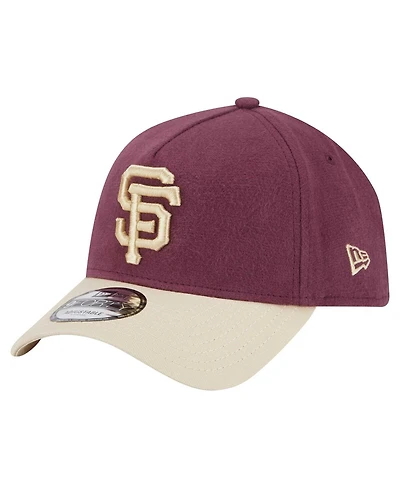 New Era Men's Maroon San Francisco Giants Moleskin Crown A-Frame 9FORTY Adjustable Hat