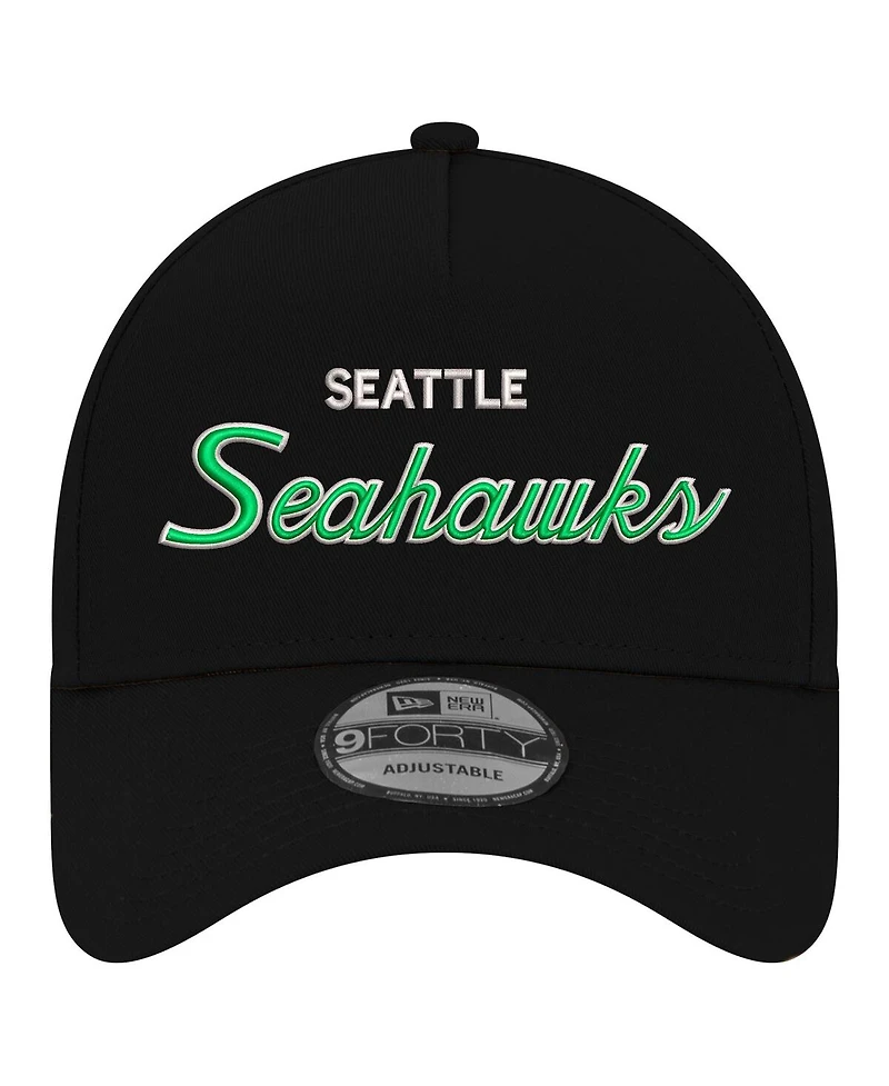 New Era Men's Black Seattle Seahawks Smith 9FORTY Adjustable Hat