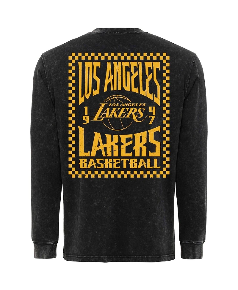 Sportiqe Men's Black Los Angeles Lakers Bono Long Sleeve T-Shirt