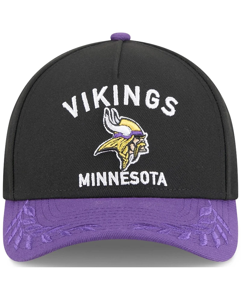 New Era Big Boys and Girls Black/Purple Minnesota Vikings 2025 Nfl Draft 9FORTY A-Frame M-Crown Adjustable Hat