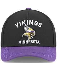 New Era Big Boys and Girls Black/Purple Minnesota Vikings 2025 Nfl Draft 9FORTY A-Frame M-Crown Adjustable Hat