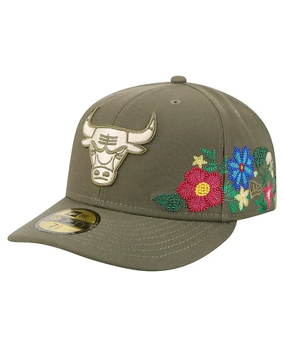 New Era Men's Olive Chicago Bulls Tonal Florals 59FIFTY Fitted Hat