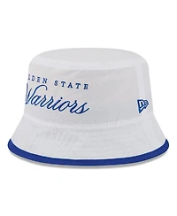 New Era Men's White/Royal Golden State Warriors 2025 Nba Draft Nylon Bucket Hat