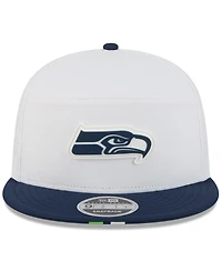 New Era Men's White/College Navy Seattle Seahawks 2025 Nfl Training Camp Split Panel 9FIFTY Snapback Hat