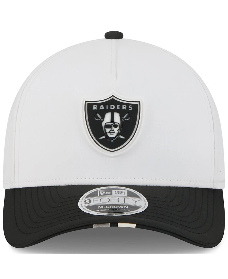 New Era Big Boys and Girls White/Black Las Vegas Raiders 2025 Nfl Training Camp A-Frame 9FORTY Adjustable Hat