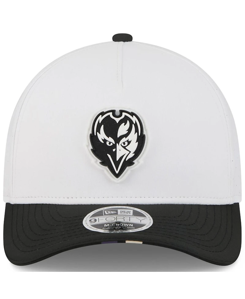 New Era Big Boys and Girls White/Black Baltimore Ravens 2025 Nfl Training Camp A-Frame 9FORTY Adjustable Hat