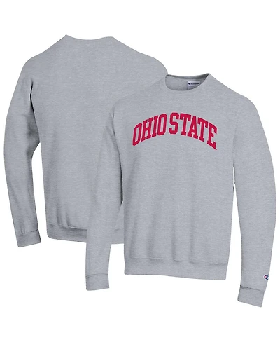 Champion Men's Heather Gray Ohio State Buckeyes Basic Arch Fleece Pullover Sweatshirt