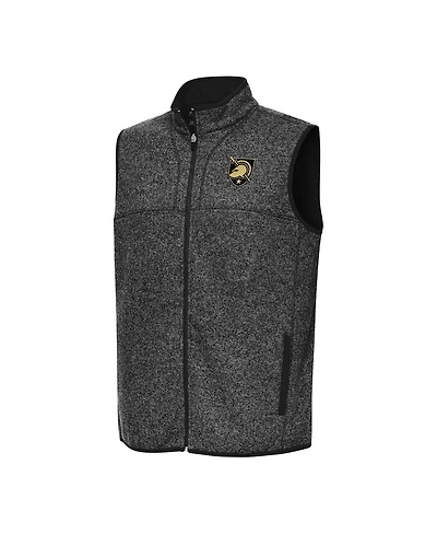 Antigua Men's Heather Black Army Knights Fortune Full-Zip Vest