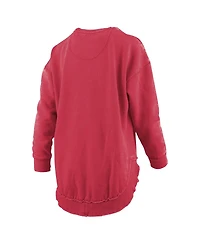 Pressbox Women's Scarlet Nebraska Huskers Melange Poncho Vintage Fleece Long Sleeve Pullover Sweatshirt