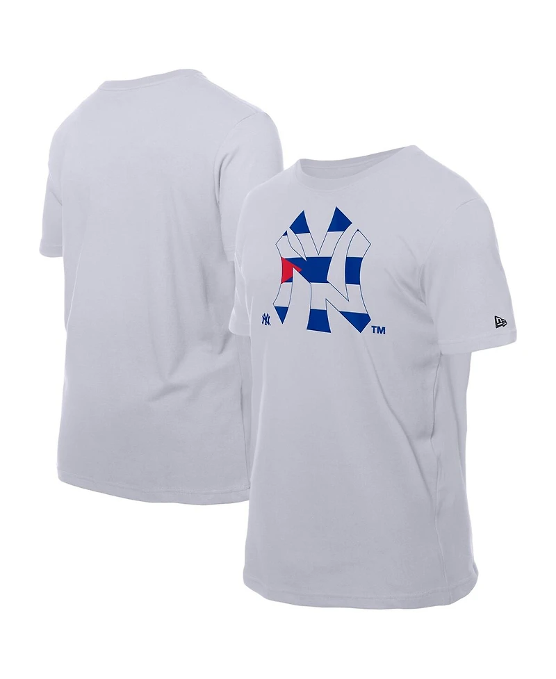 New Era Men's White York Yankees Cuban Flag Logo T-Shirt