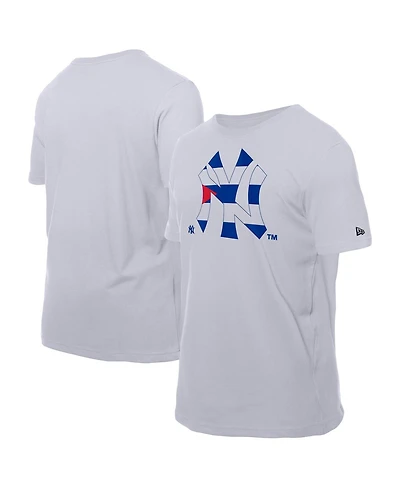 New Era Men's White York Yankees Cuban Flag Logo T-Shirt
