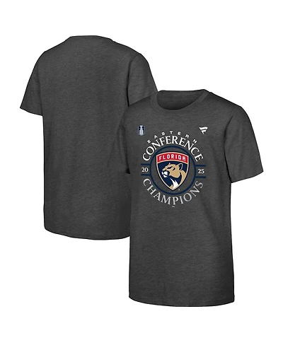 Fanatics Big Boys and Girls Heather Gray Florida Panthers 2025 Eastern Conference Champions Locker Room T-Shirt