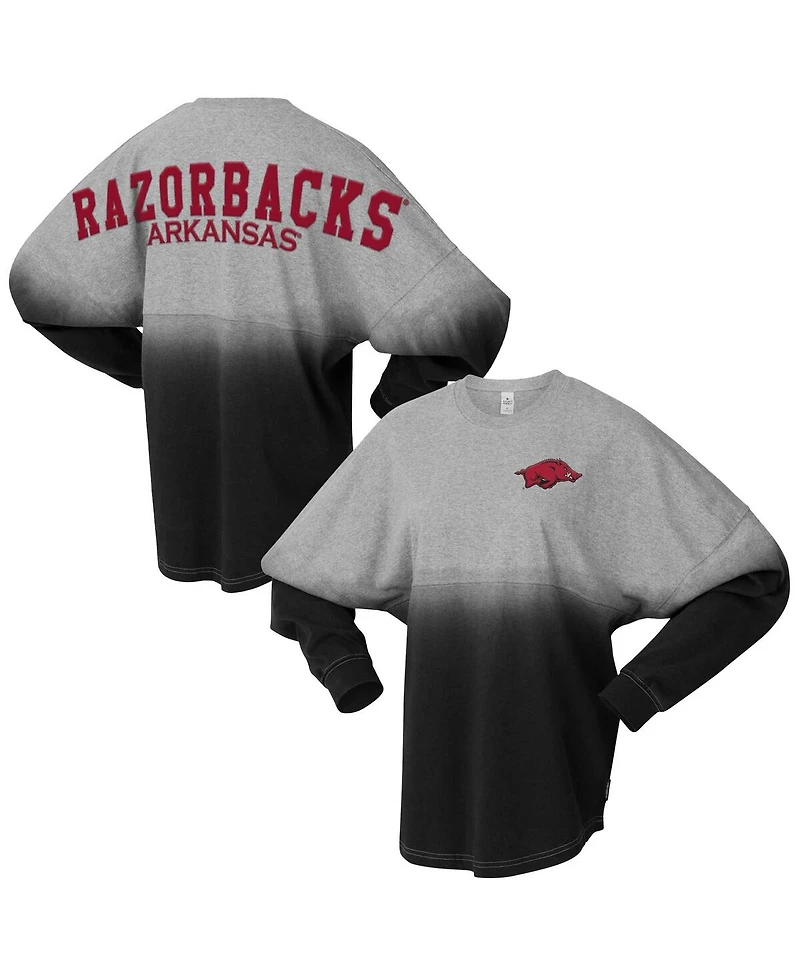 Spirit Jersey Men's and Women's Black/Gray Arkansas Razorbacks Ombre Long Sleeve T-Shirt