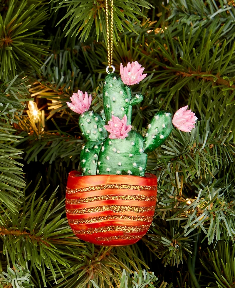 Holiday Lane Eclectic Charm Glass Potted Cactus Ornament, Macy's Exclusive