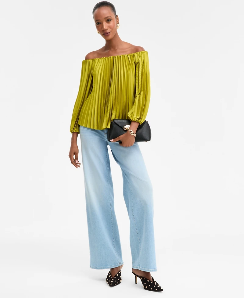 I.n.c. International Concepts Women's Off-The-Shoulder Pleated Blouse, Macy's Exclusive
