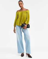 I.n.c. International Concepts Women's Off-The-Shoulder Pleated Blouse, Macy's Exclusive