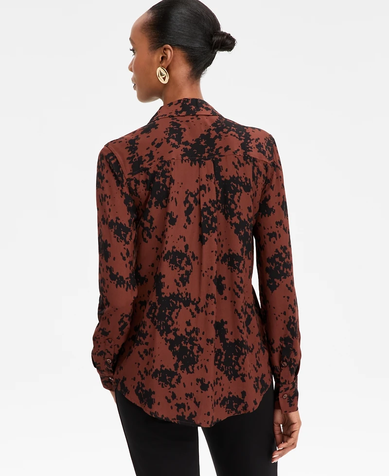 I.n.c. International Concepts Women's Printed Button-Front Shirt, Macy's Exclusive