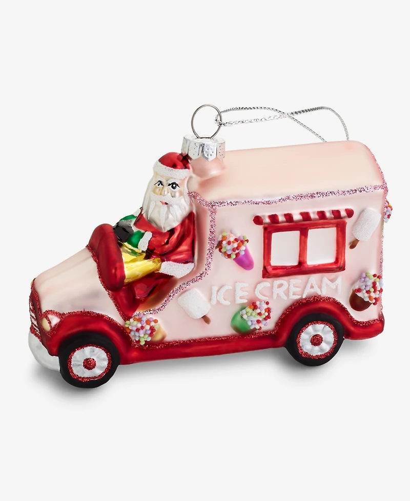 Holiday Lane Sugar Plum Glass Santa's Ice Cream Truck Ornament, Macy's Exclusive