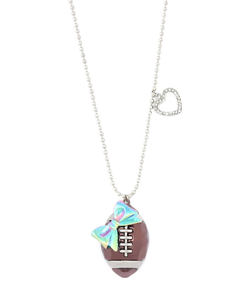 Betsey Johnson Faux Stone Kick Off Football Pendant Necklace