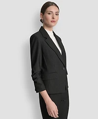 Dkny Women's Pinstripe Ruched-Sleeve One-Button Blazer