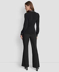 Dkny Women's Twist-Front Contrast-Trim Top