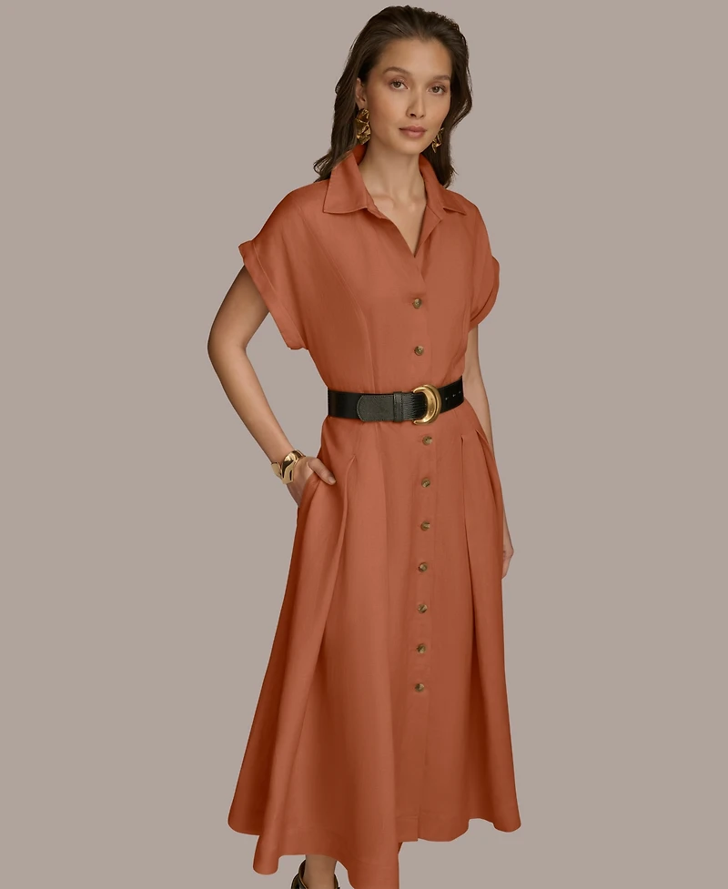 Donna Karan New York Women's Belted Midi Shirtdress