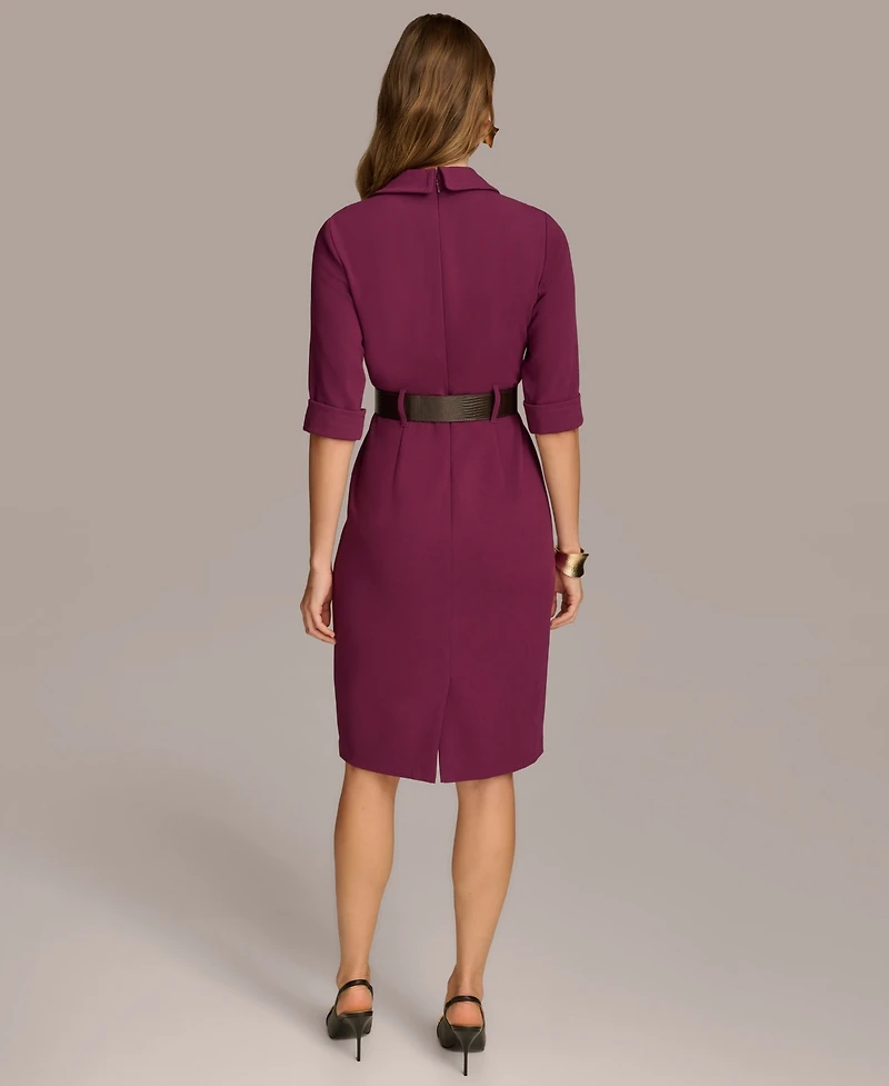 Donna Karan New York Women's Belted Knee-length V-neck Jacket Dress