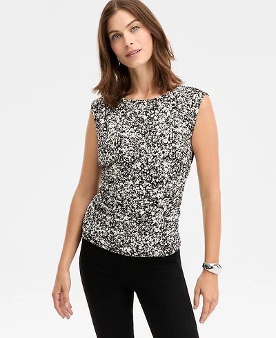 I.n.c. International Concepts Women's Short-Sleeve Ruched Boatneck Top, Macy's Exclusive