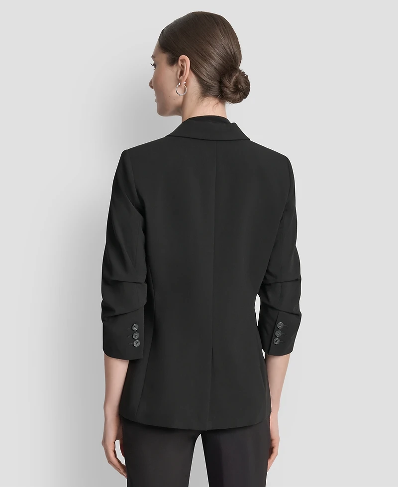 Dkny Women's Ruched-Sleeve One-Button Blazer