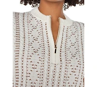 Liverpool Los Angeles Women's Cap-Sleeve Dolman Half-Zip Sweater
